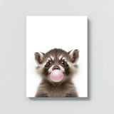 Nursery Baby Raccoon Bubble Gum 32 Wall Art