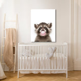 Nursery Baby Raccoon Bubble Gum 32 Wall Art