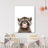 Nursery Baby Raccoon Bubble Gum 32 Wall Art