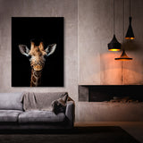 Animal Black Giraffe Head 132 Wall Art