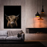 Animal Black Highland Cow Head 223 Wall Art