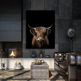Animal Black Highland Cow Head 223 Wall Art