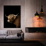 Animal Black Highland Cow Head 252 Wall Art