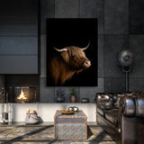 Animal Black Highland Cow Head 256 Wall Art
