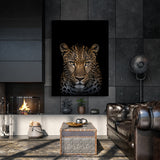Animal Black Leopard Head 23 Wall Art
