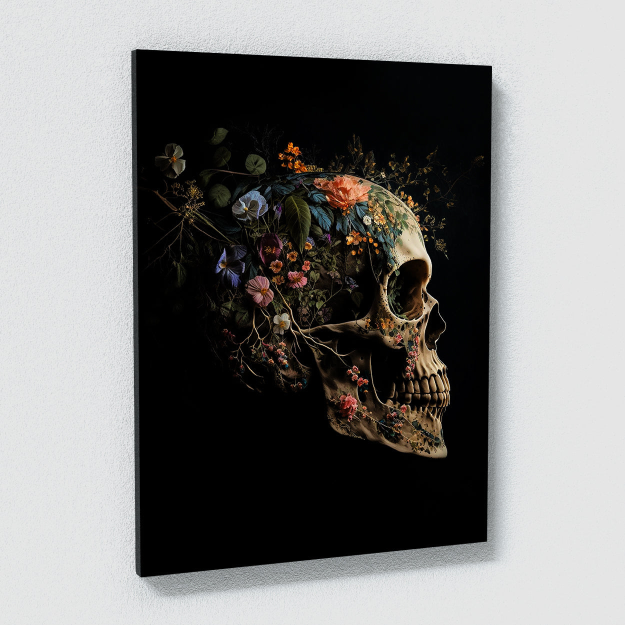 Skull Vintage Skull Flowers 63 Wall Art