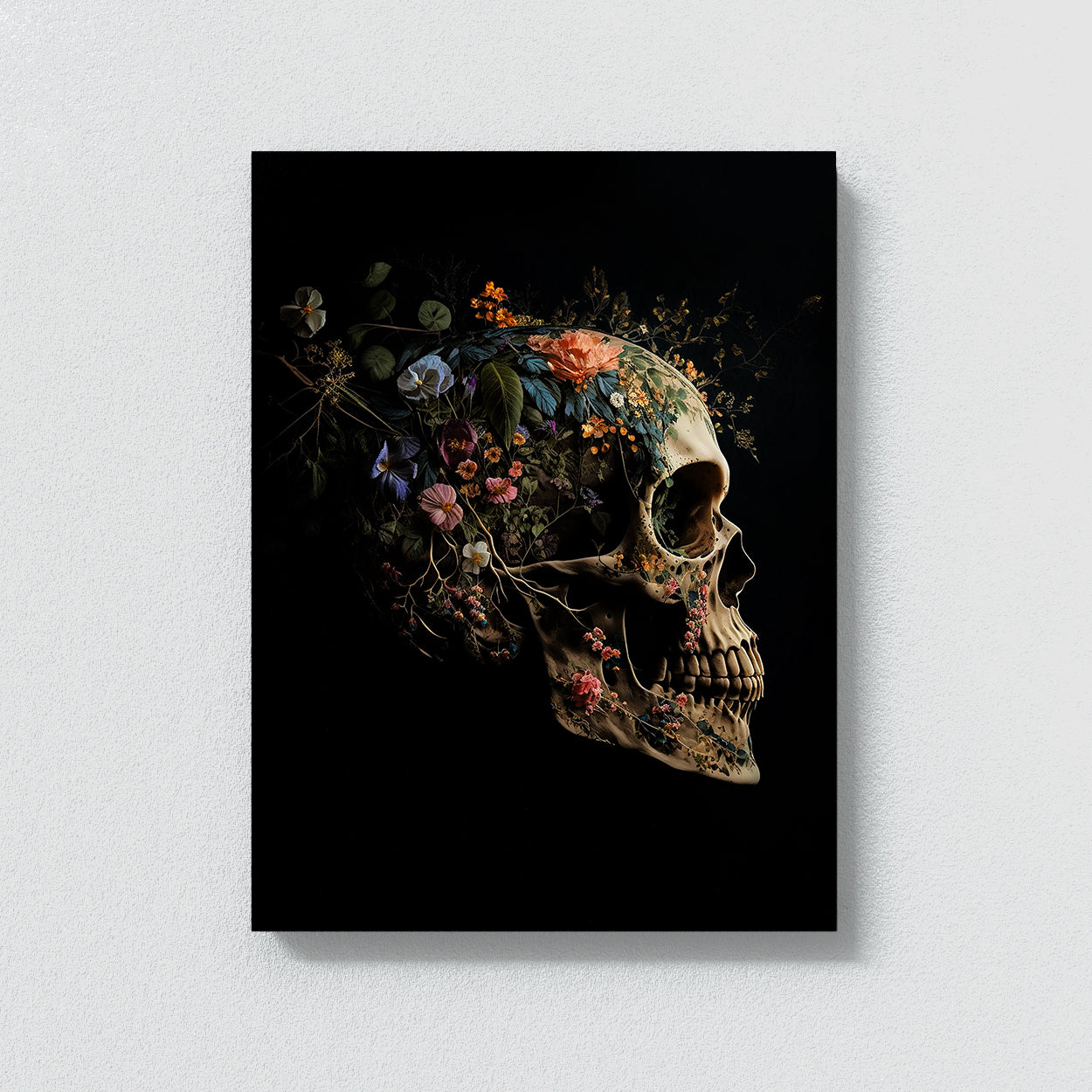 Skull Vintage Skull Flowers 63 Wall Art
