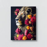 Lion Botanical Flowers Wall Art
