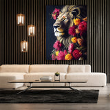 Lion Botanical Flowers Wall Art