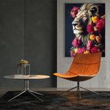 Lion Botanical Flowers Wall Art