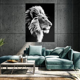 Lion Profile Black And White Wall Art