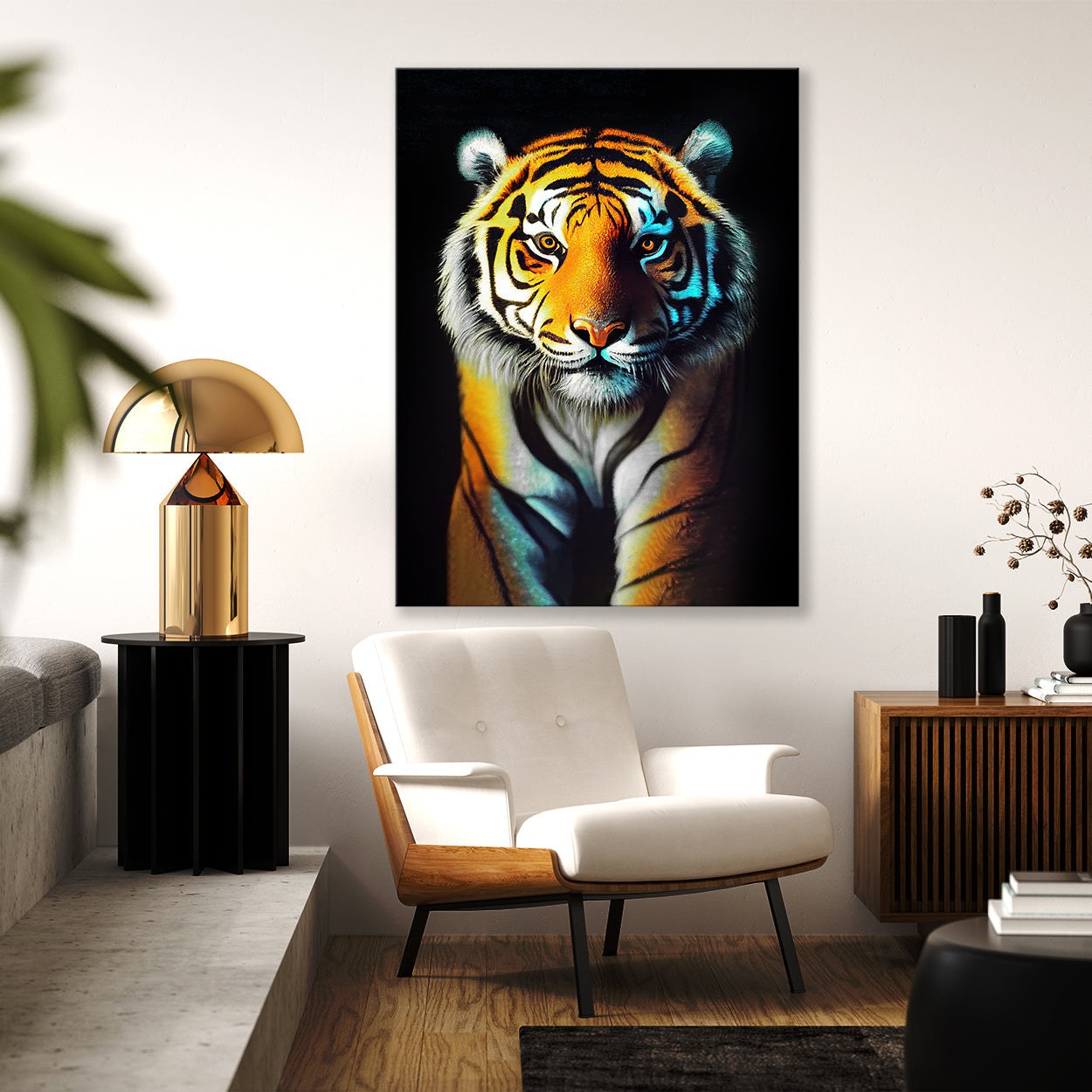 Tiger Standing Colored Wall Art