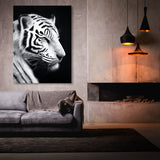 White Tiger Profile Black And White Wall Art