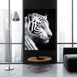 White Tiger Profile Black And White Wall Art